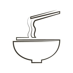 Bowl of noodles with chopsticks.