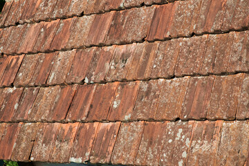 Background of an old clay brown roof tiles