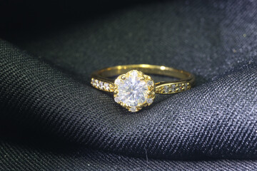 Golden Wedding Ring with Diamond