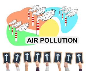 Air pollution concept on a whiteboard