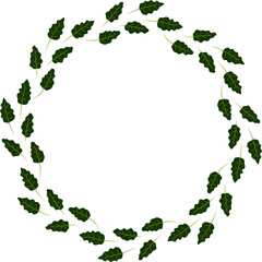 Leafy decorative wreath of leaves. Round frame made sheets vector illustration