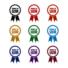 Made in USA emblem badge, color set