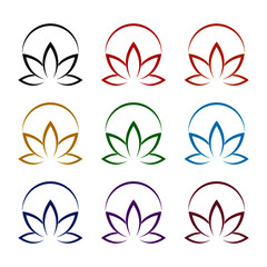 Simple Lotus circle icon, color set