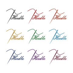 Needle and thread silhouette icon, color set
