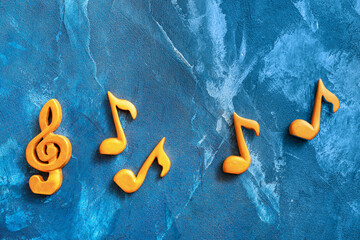 Music notes on color background