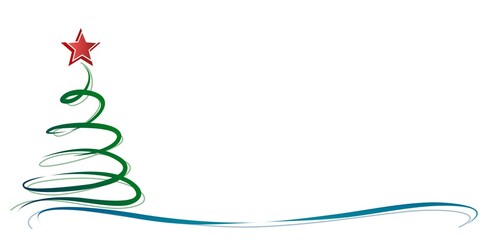 A greeting card with a Christmas tree.