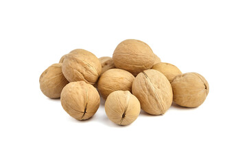 Walnuts heap isolated on white background
