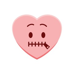 Heart character with mouth zipped