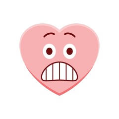 Heart character terrified