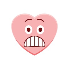 Heart character terrified