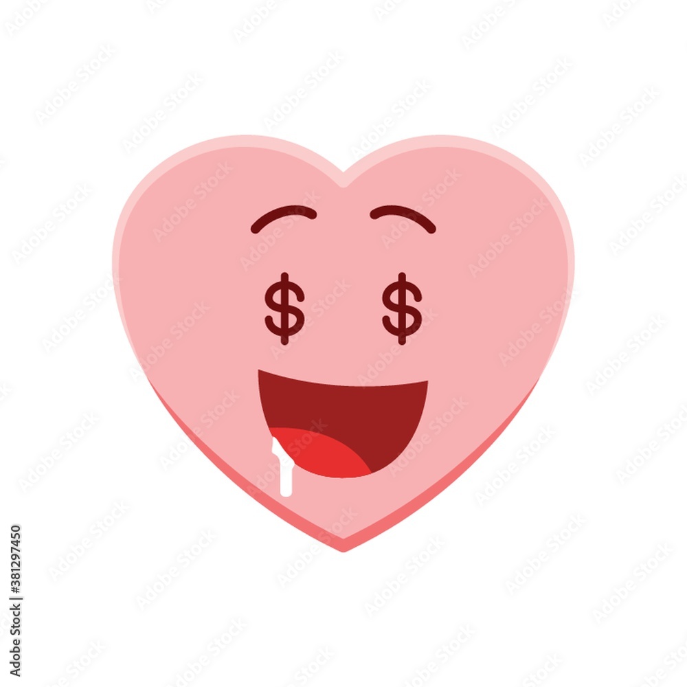 Sticker Heart character with money face