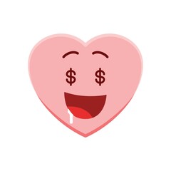 Heart character with money face
