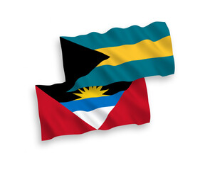 Flags of Commonwealth of The Bahamas and Antigua and Barbuda on a white background