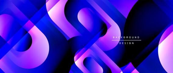 Vector geometric abstract background with lines and modern forms. Fluid gradient with abstract round shapes and shadow and light effects