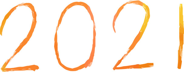 This is a illustration of Watercolor style New Years cards 2021 character with a brush