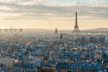 Fototapeta na wymiar Paris skyline aerial view with the eiffel tower, France