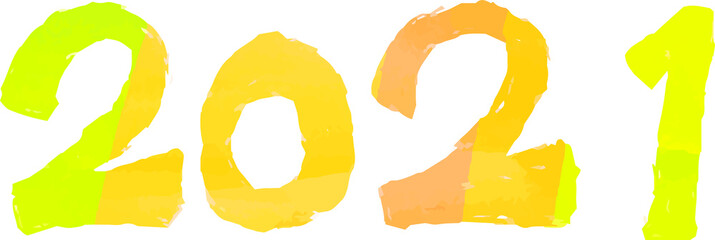 This is a illustration of Watercolor style New Years cards 2021 character with a brush