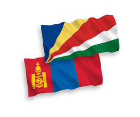 Flags of Mongolia and Seychelles on a white background