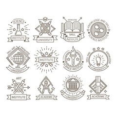 Set of university logo element icons