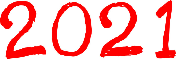 This is a illustration of New Years cards 2021 character with a brush
