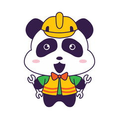 cute panda service man cartoon illustration