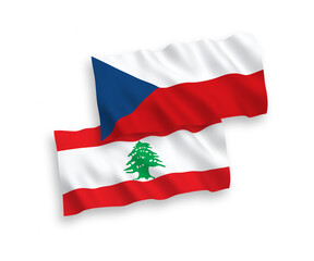 Flags of Czech Republic and Lebanon on a white background
