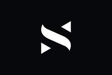 Minimal Innovative Initial NS logo and SN logo. Letter S NS SN creative elegant Monogram. Premium Business S logo icon. White color on black background