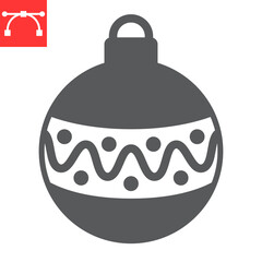 Christmas tree ball glyph icon, merry christmas and xmas, christmas bauble sign vector graphics, editable stroke solid icon, eps 10.