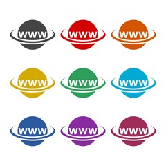Icon go to web. Www. Website icon, color set