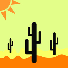 Desert and cacti, for design, vector illustration