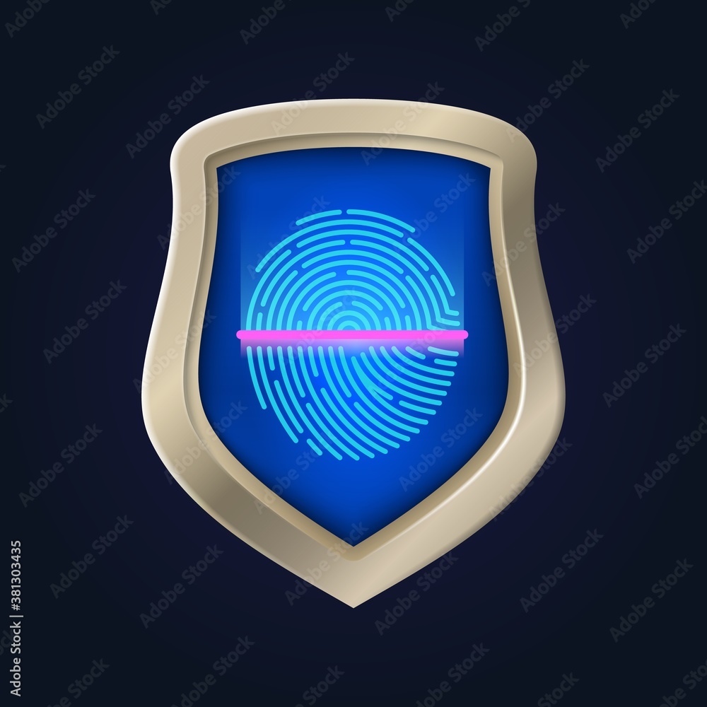 Poster personal safety. fingerprint verification and data protection. identification and proof of identity.