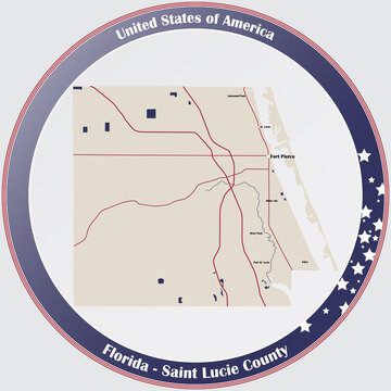 Large and detailed map of Saint Lucie county in Florida, USA.
