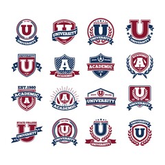 set of university logo elements