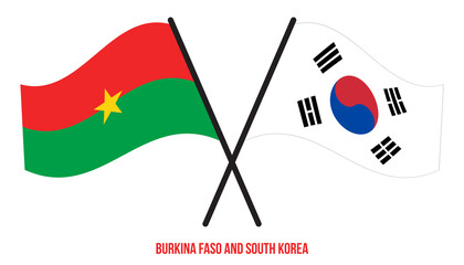 Burkina Faso and South Korea Flags Crossed Flat Style. Official Proportion. Correct Colors