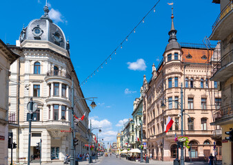Piotrkowska street in Lodz, industrial city of Poland