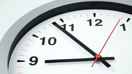 Close up Gray clock time 08.54 am. Copy space for your text, Time concept. .