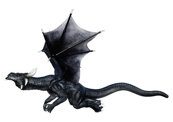 3D Rendering Fairy Tale Dragon on White