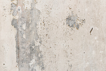 white white background and texture of peeling paint on plaster wall because  old paint expired. - 381306478