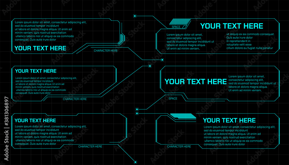 Leinwandbilder call outs digital futuristic element game infographic title vector set. hud ui technology presentati
