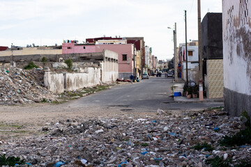 View of a poor area street in Morocco