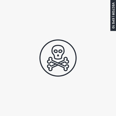 Danger, skull, linear style sign for mobile concept and web design