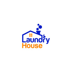 Laundry House Typography Logo Vector