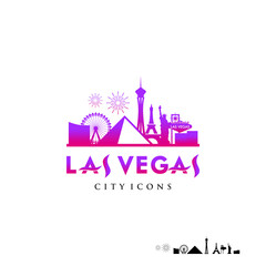 Las Vegas Iconic Buildings Logo Vector.