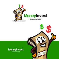 Thumbs Up Canadian Money Mascot Logo Vector