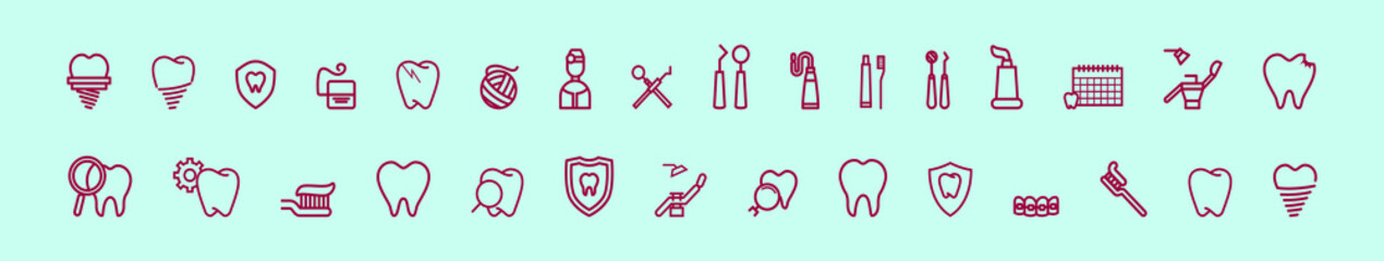 set of dentistry cartoon icon design template with various models. vector illustration isolated on blue background