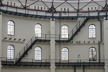 Old abandoned factory with big hall inside