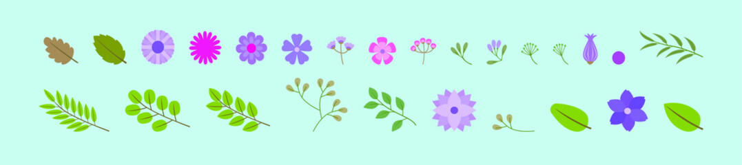 set of flower design template with various models for logo, clip art and more. vector illustration isolated on blue background
