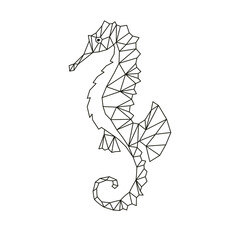 Vector image of an isolated seahorse. Polygonal graphics.