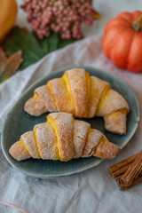 Sweet home made pumpkin crescent rolls 