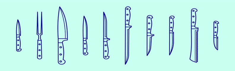 set of cleaver cartoon icon design template with various models. vector illustration isolated on blue background